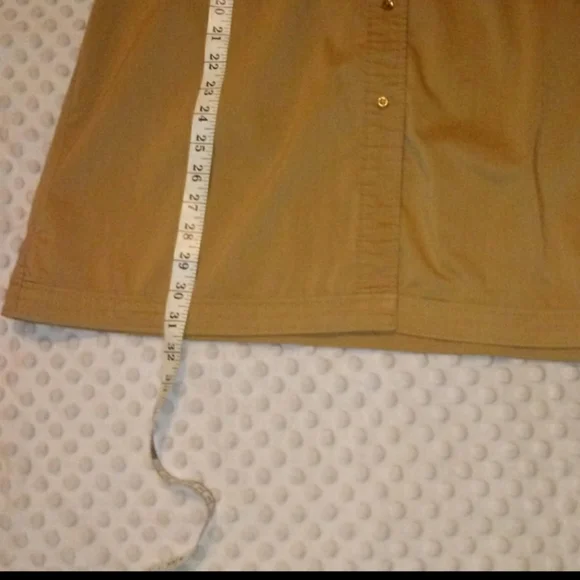 New York & Company Mini Dress Size 12 Classy Khaki Stretch Button Up - Picture 11 of 13
